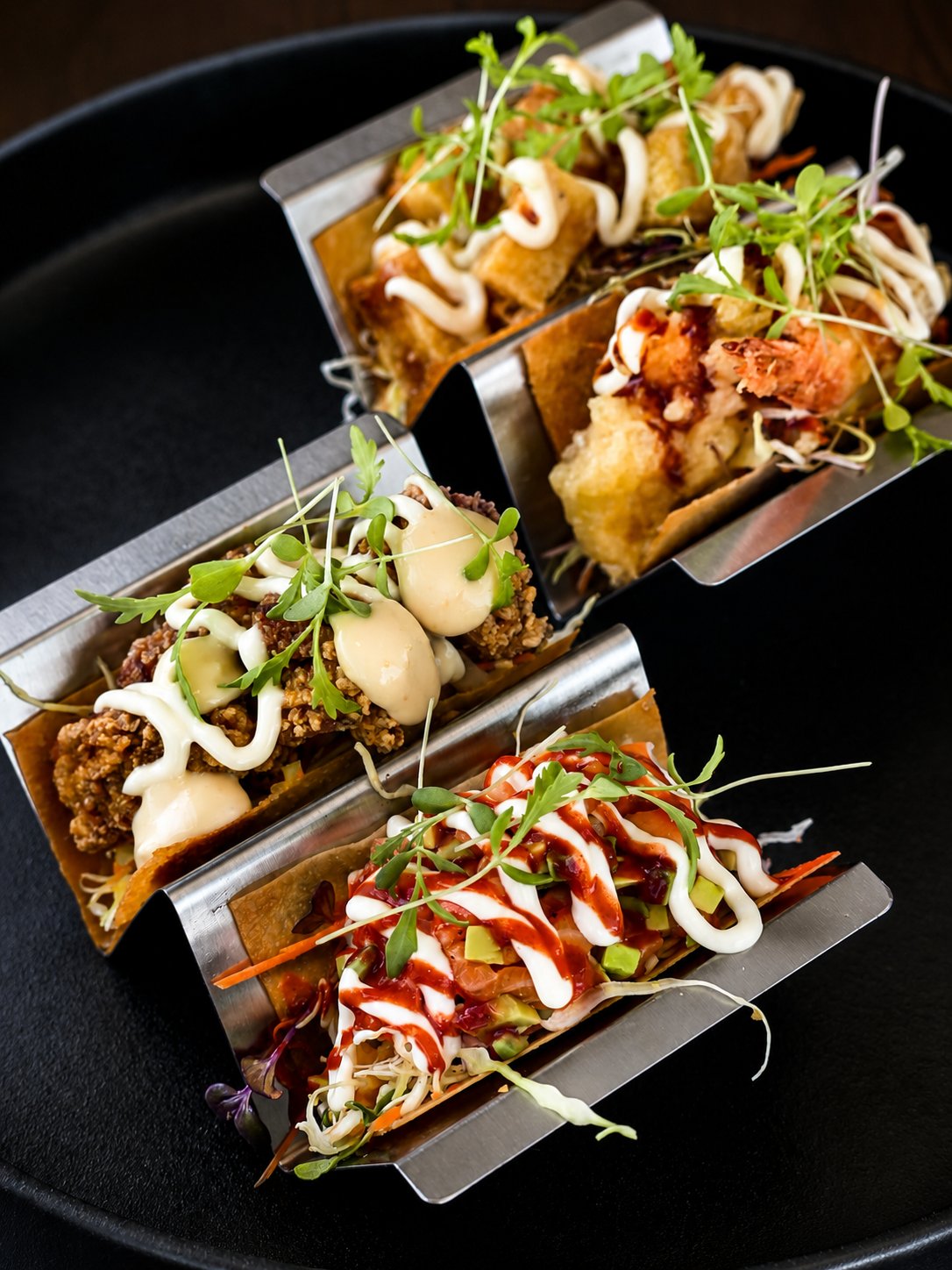 Crisp Japanese-style tacos with assorted fillings